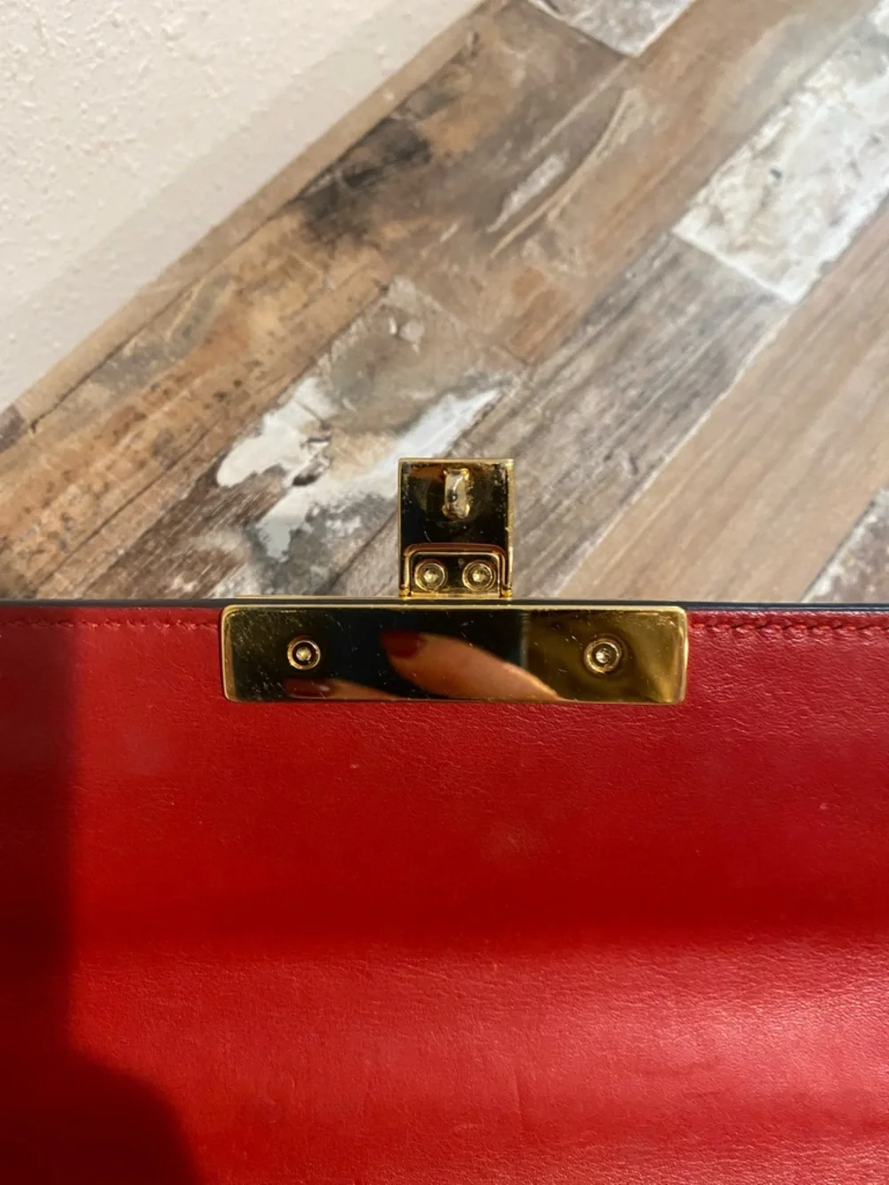 Gucci Red Leather Top Flap GG Canvas Chain Shoulder Bag - Picture 11 of 16